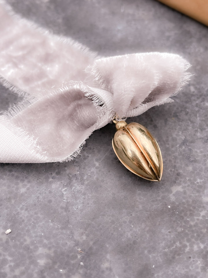 15k Hollow Heart Pendant Circa 1870