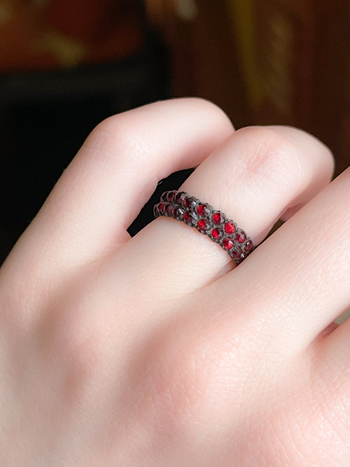 Bohemian Garnet Double Stacked Band in 6k