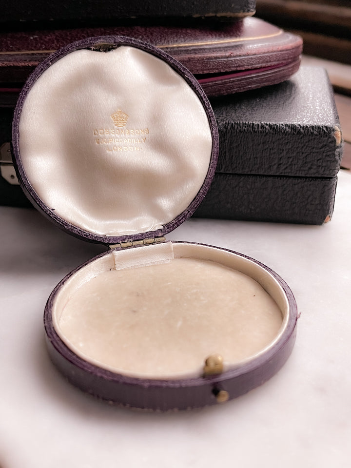 Early Victorian Round Leather Box