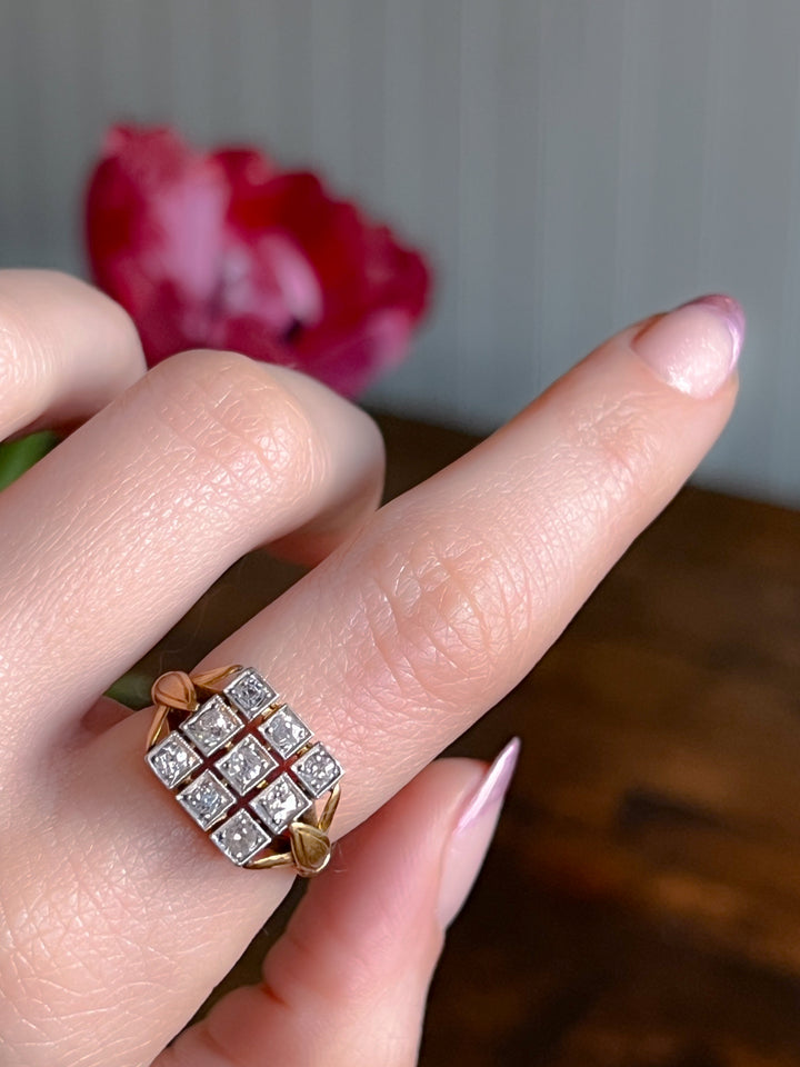 Victorian Diamond Plaque Ring in 18ct with Platinum Top 1.30ctw