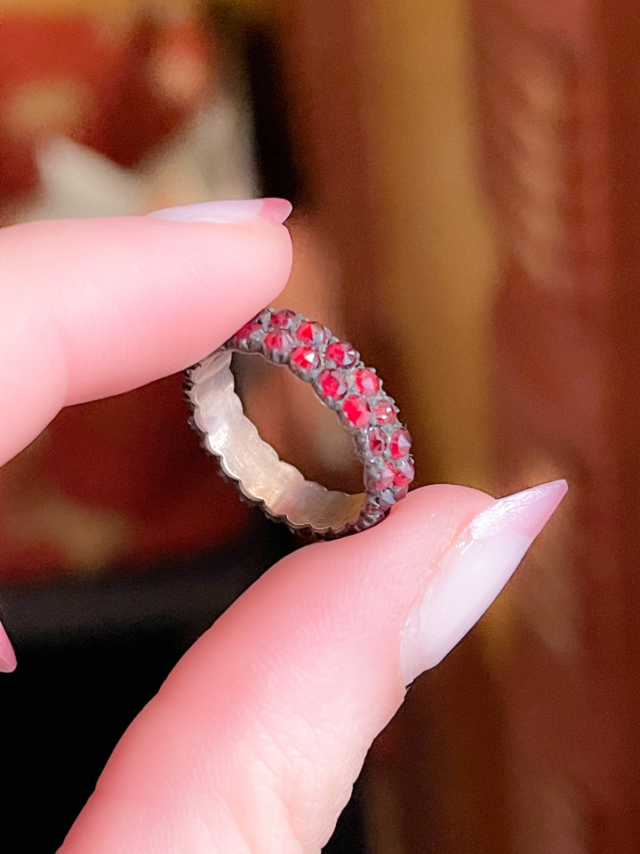 Bohemian Garnet Double Stacked Band in 6k