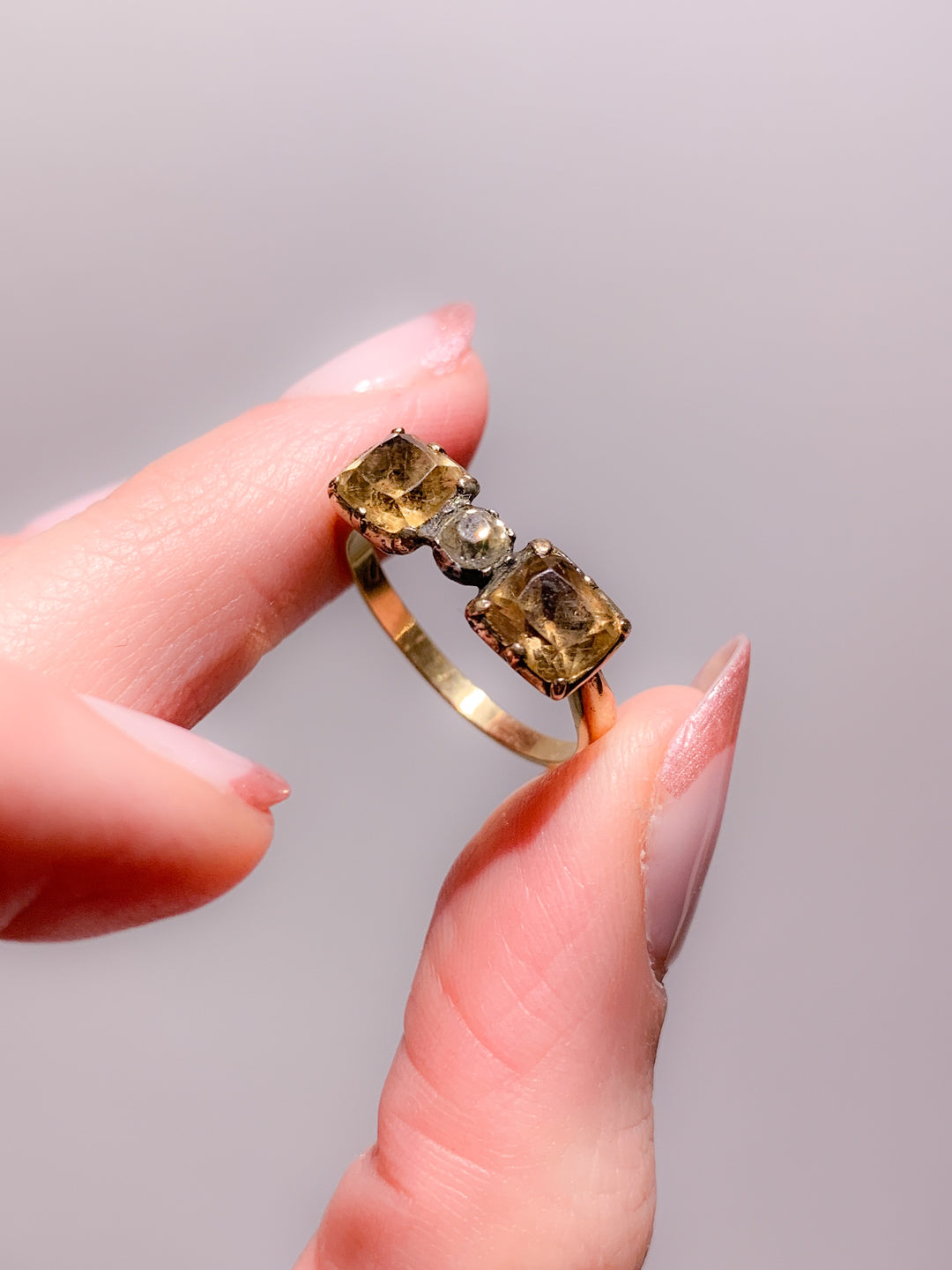 Glorious Imperial Topaz and Paste Bow Ring in 18k