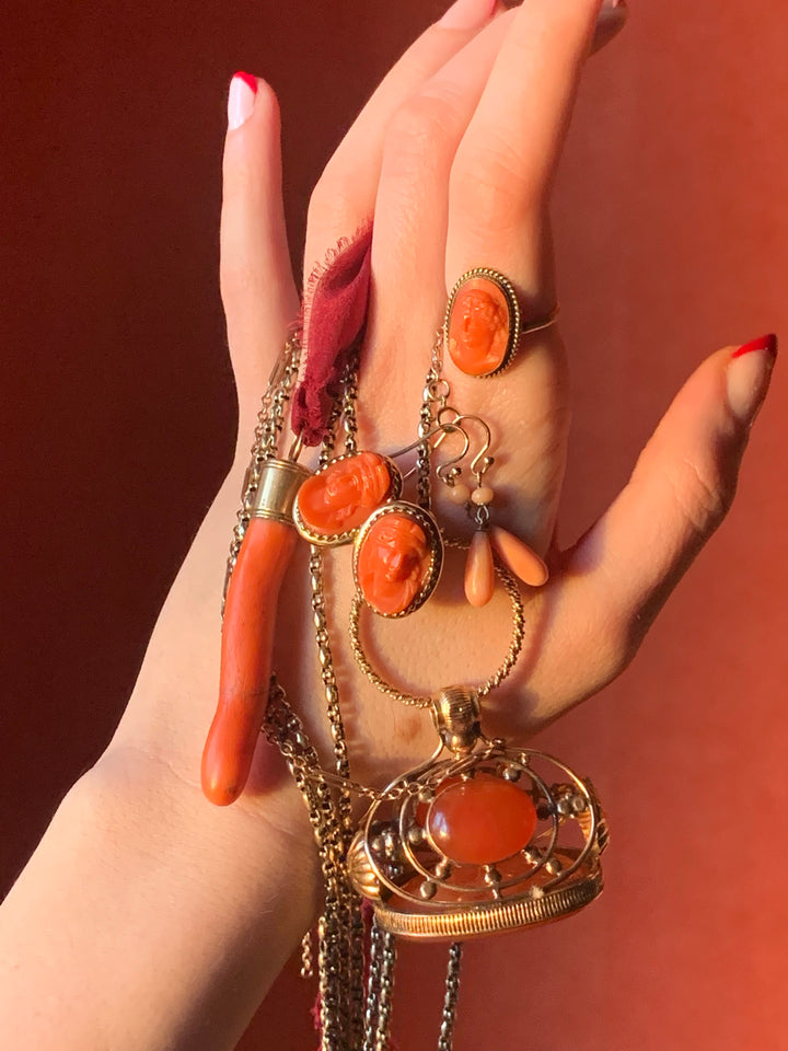 Delightful Coral Drop Earrings in 9k