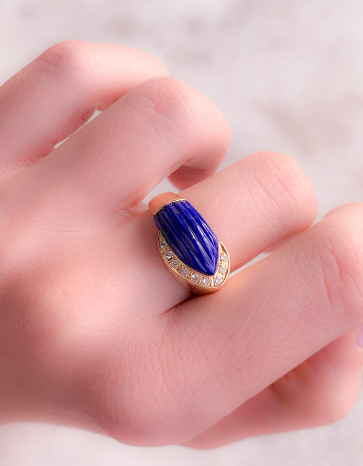 Vintage Lapis and Diamond Ring