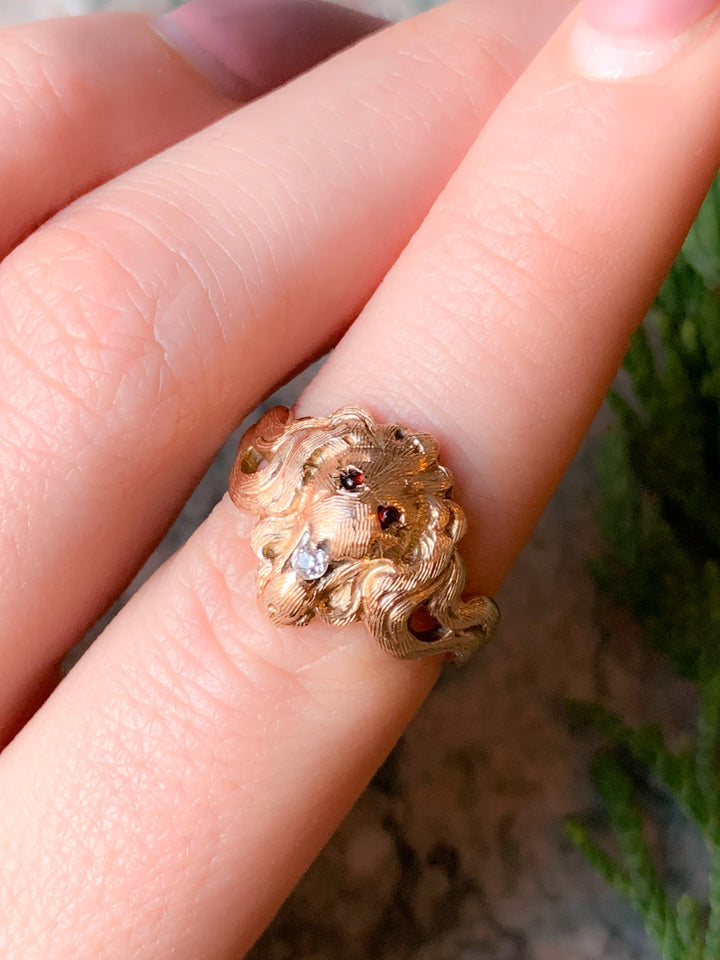 14k Lion Face Ring