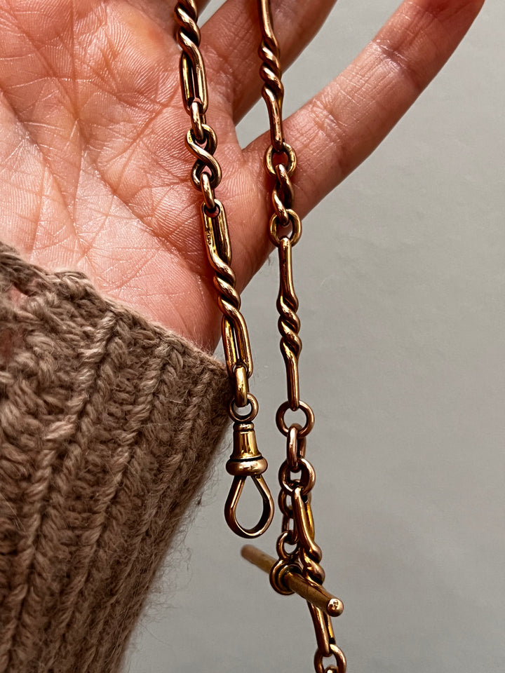 Exceptional 9k Trombone Chain in Pink Tone Gold