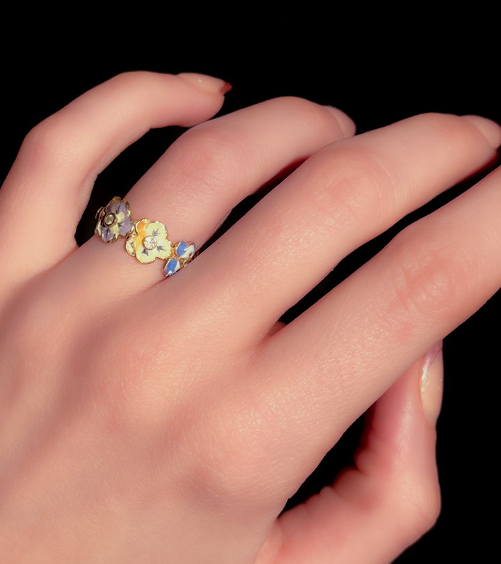 Outrageous 1960’s Enamel Pansy Band
