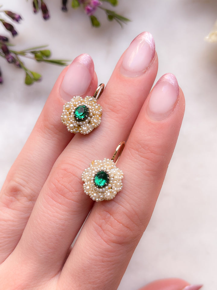 Early Victorian Paste and Pearl Earrings Circa 1840