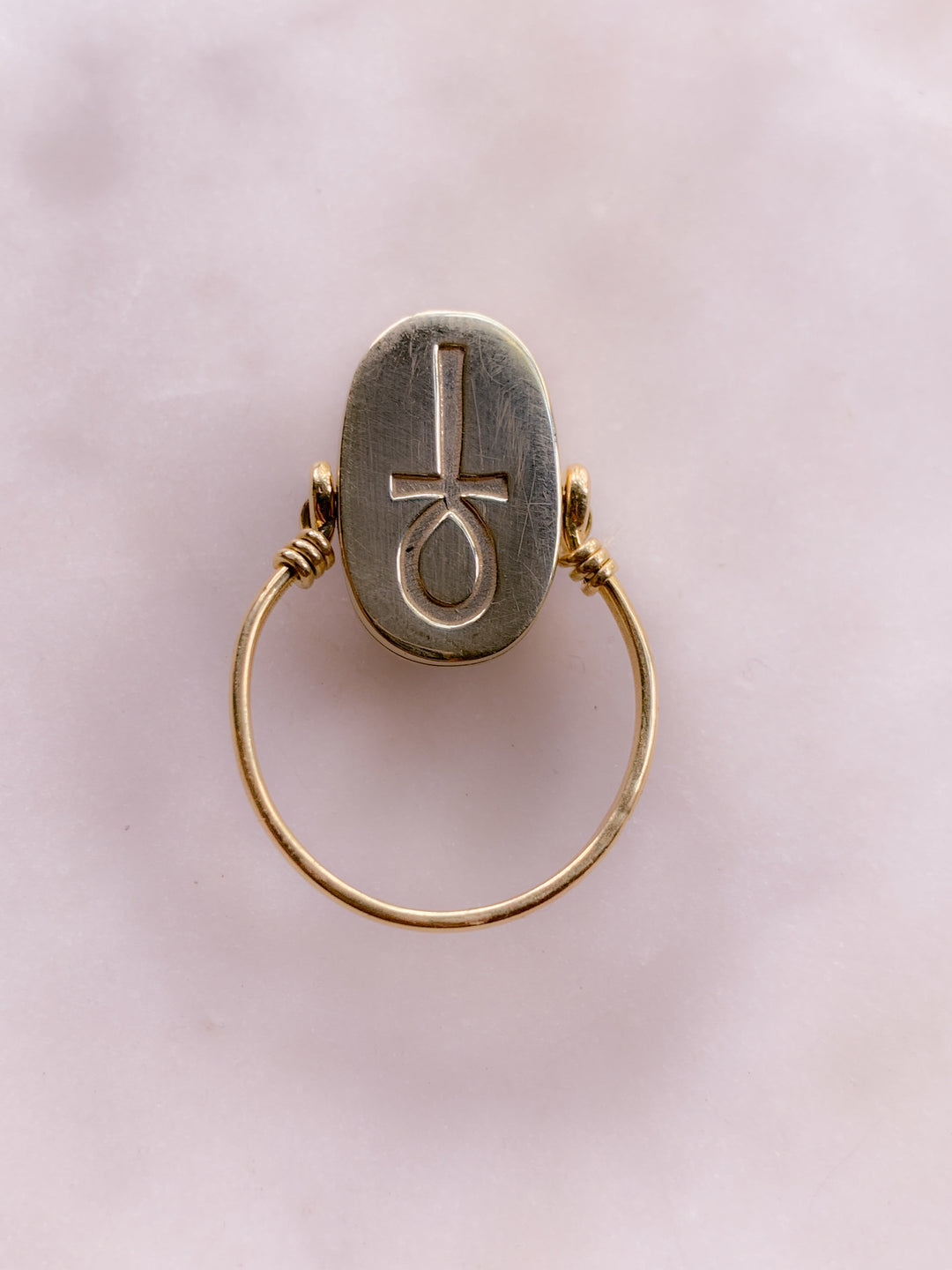 18k Gold Scarab Flip Ring Size 7.5-8