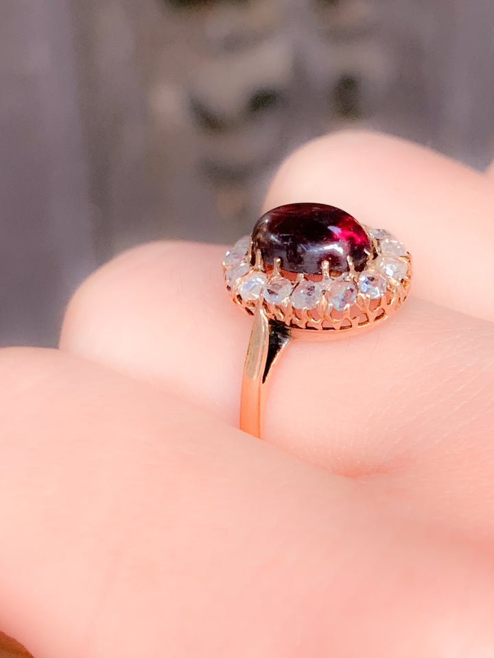 14ct Garnet and Diamond Ring C 1890