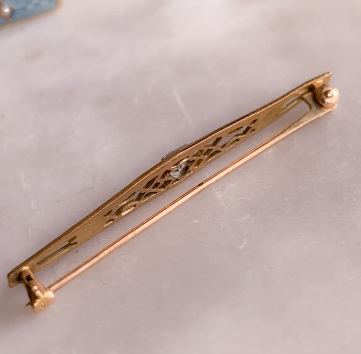 10ct Diamond Art Bar Brooch