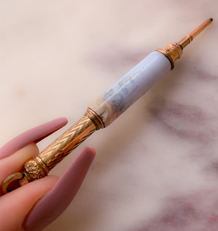 Gold Cased Pencil with Depiction of Boy Circa 1810 *