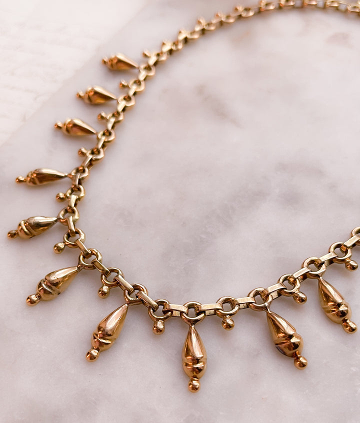Beautiful 18k French Etruscan Revival Drop Collar