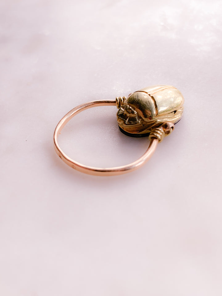 14k & Sterling Silver Scarab Flip Ring