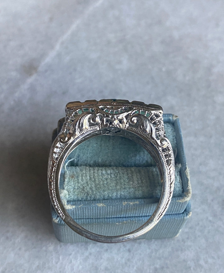 *hold for R* 18k Art Deco Emerald Trilogy Ring