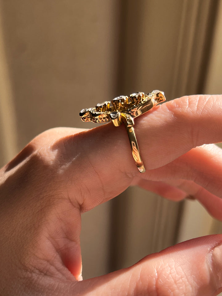 Superb Victorian Rose Cut Diamond ring in 18ct