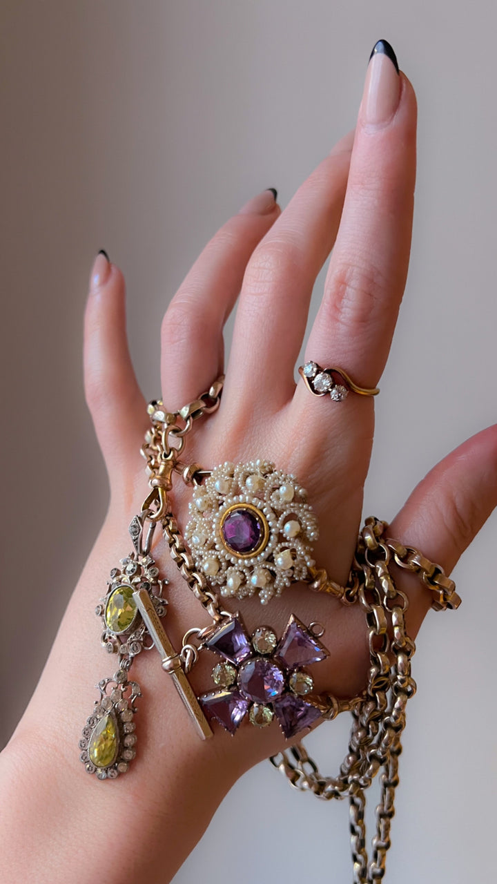 Rare Early 19th Century Pearl Work Brooch