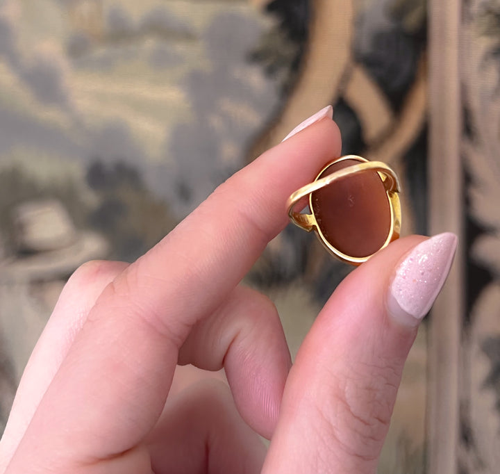 Outstanding Victorian Cameo Ring of Diana and Her Hound