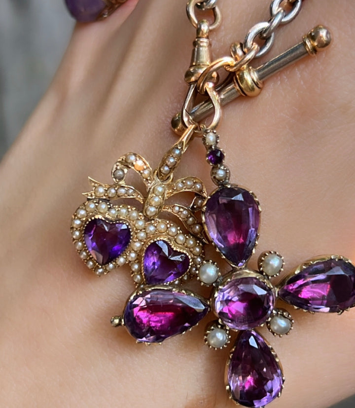 Amethyst Double Heart Pendant