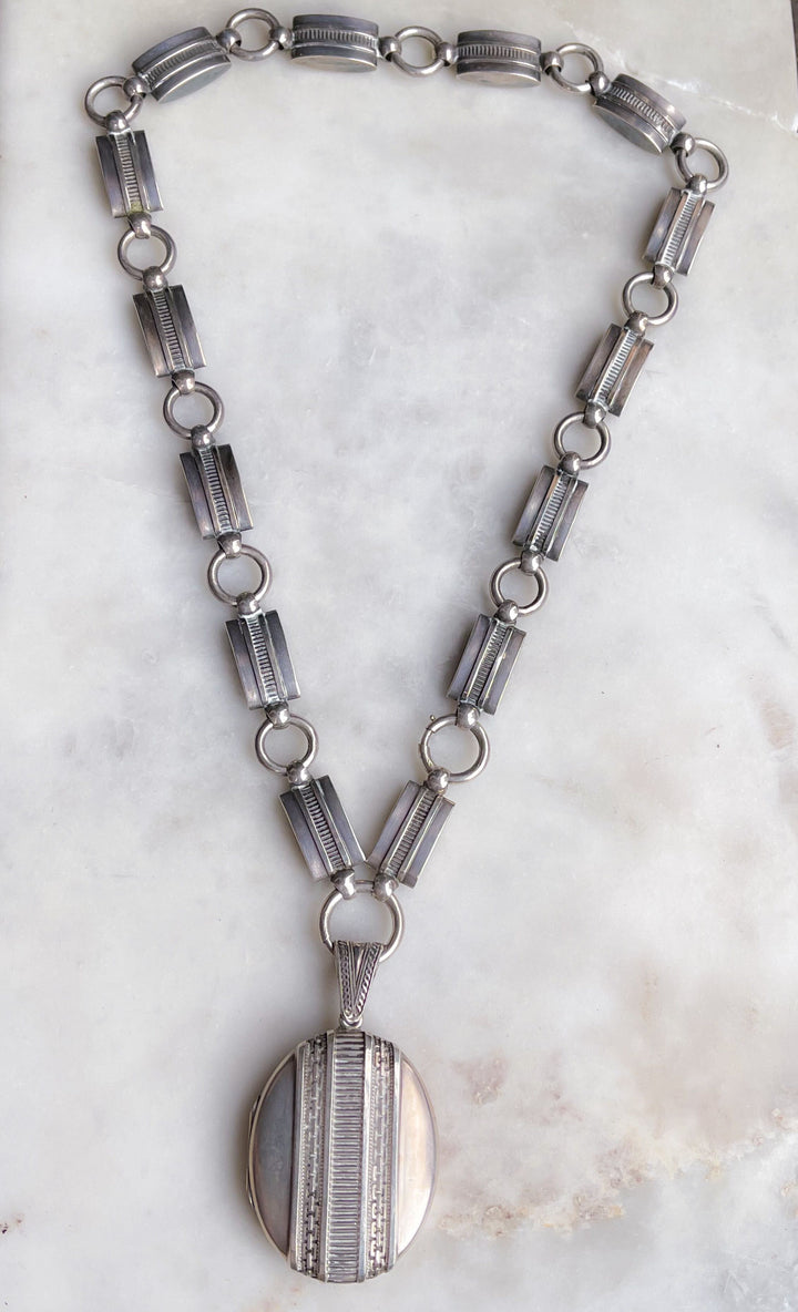 Gorgeous 21" Sterling Collar with Original Locket
