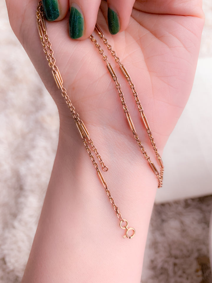 9k Pink Gold English Station Chain