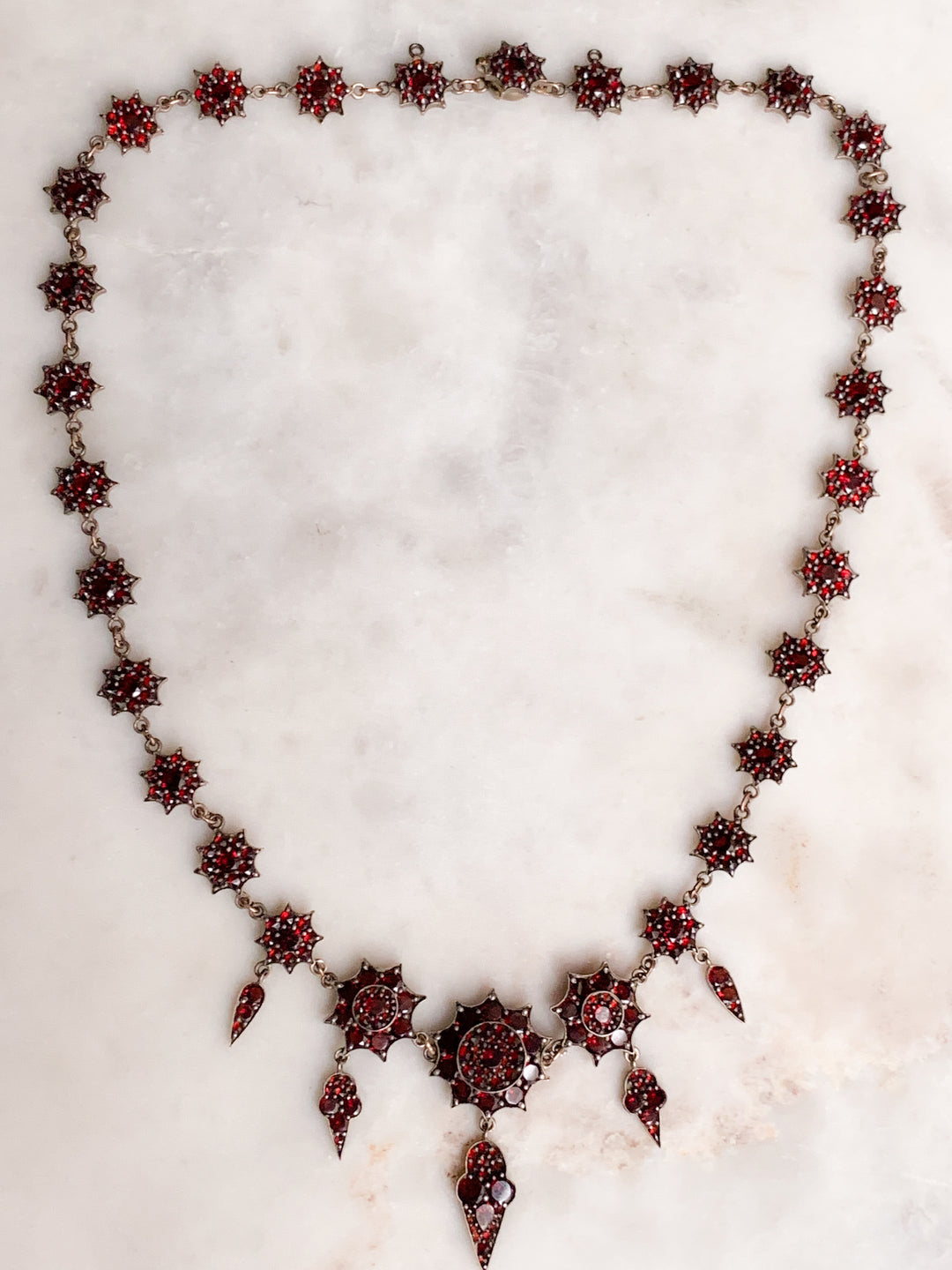 Stunning Victorian Bohemian Garnet Dinner Necklace in 6k