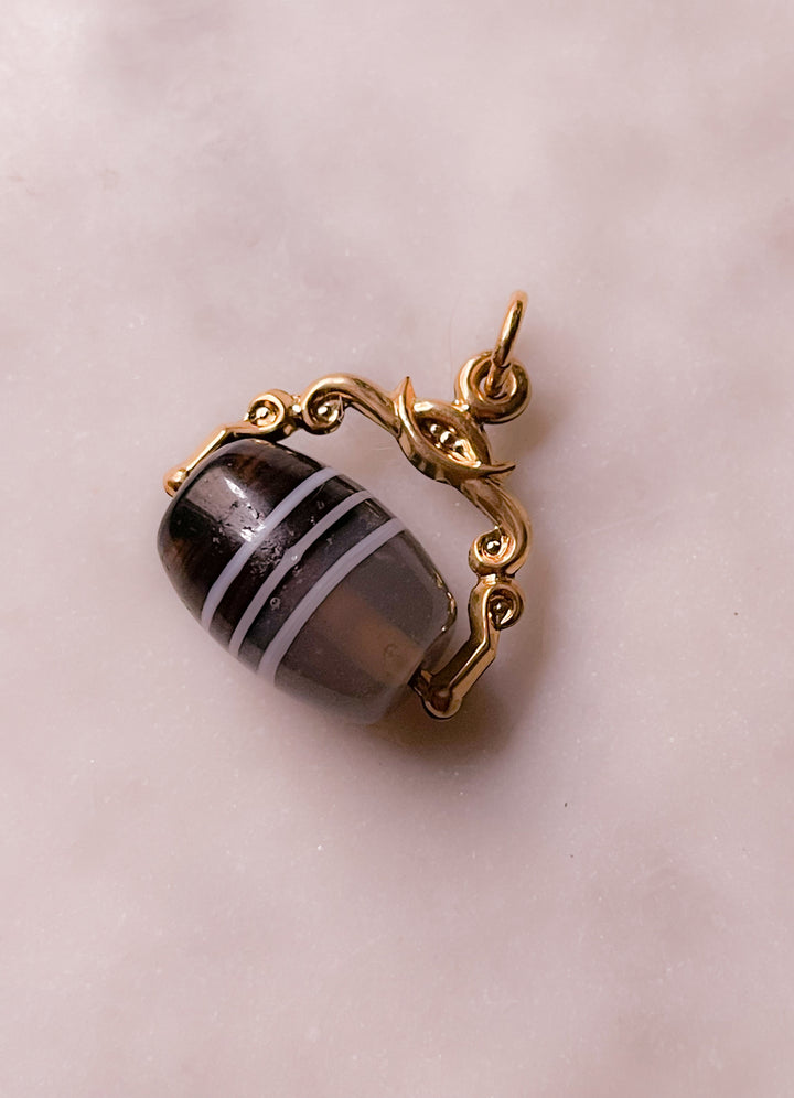 Pinchbeck and Banded Agate Rolling Fob