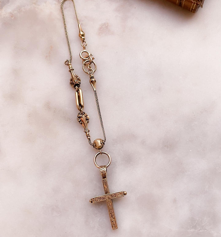 Stunning Cross Albertina with Embellished Chain