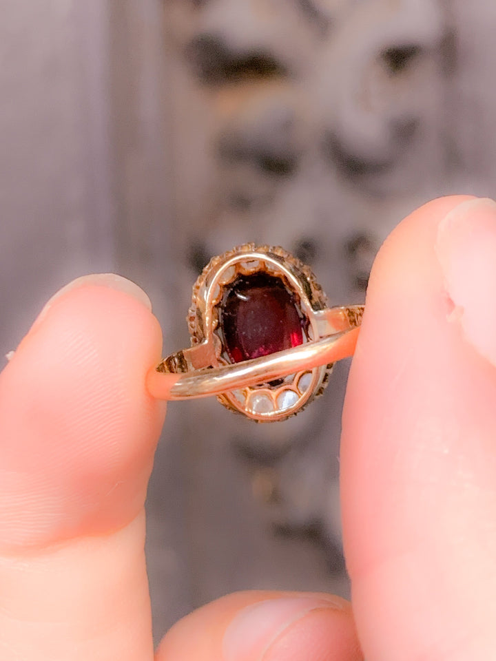 14ct Garnet and Diamond Ring C 1890