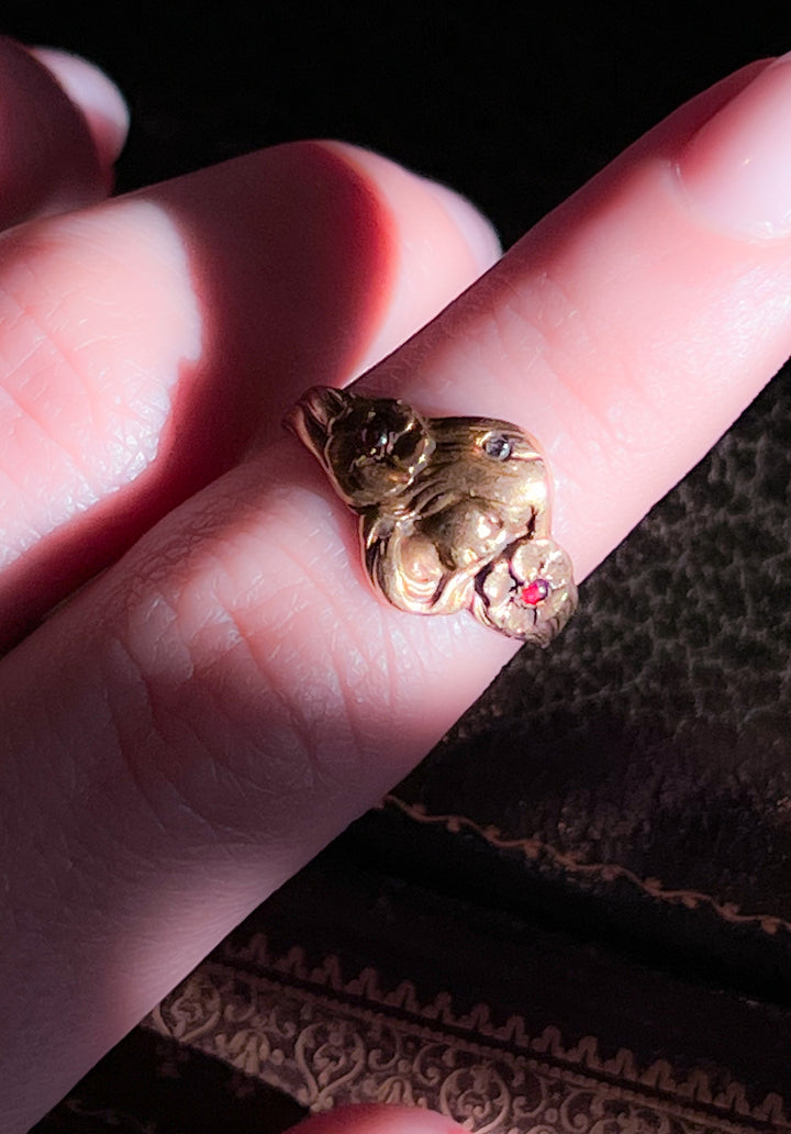 Exceptional Late 19th C Art Nouveau Figure Ring