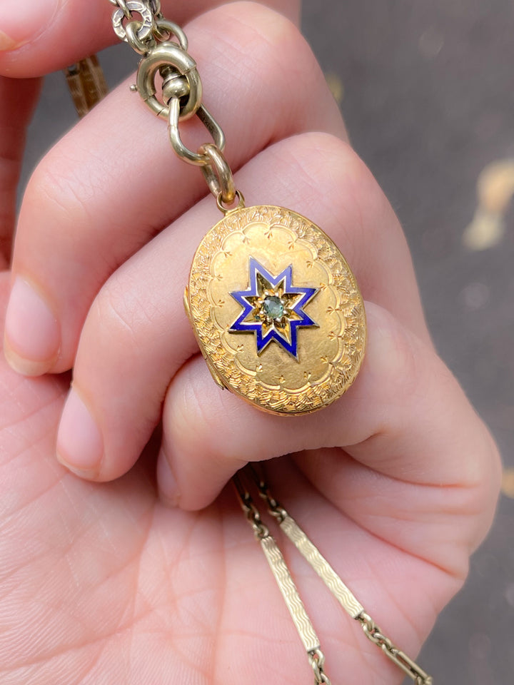 Starburst 18k Locket with Emerald Circa 1870