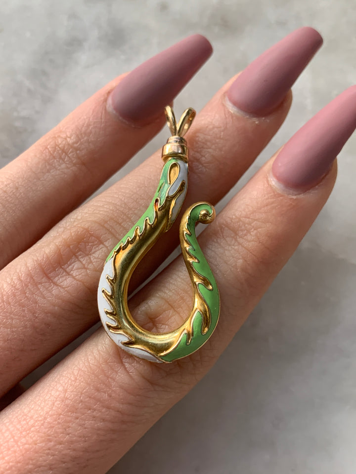 Rare Victorian S Hook in 15k with Original Enamel *Include Baci Chocolates*