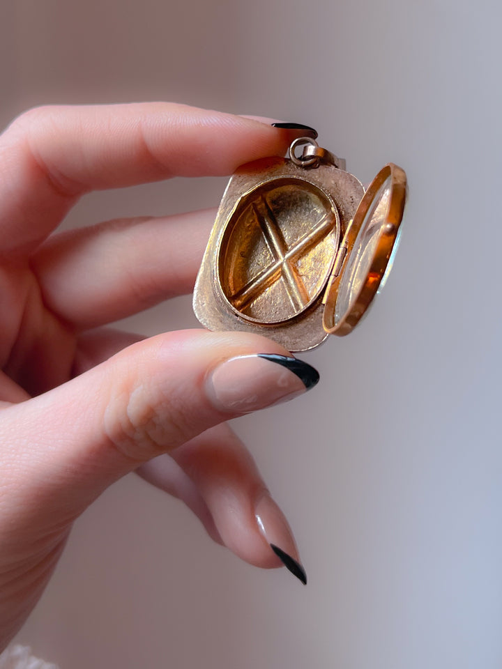 French 19th Century Locket in Sterling & Vermeille
