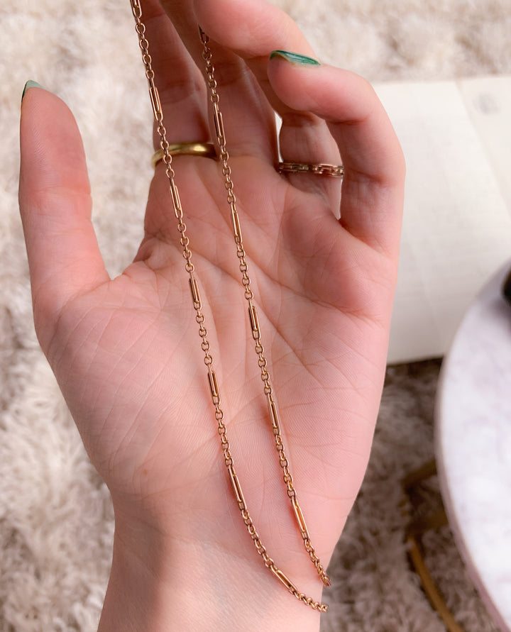 9k Pink Gold English Station Chain