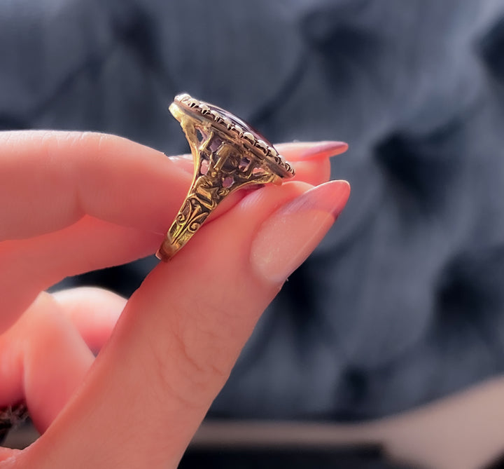 Superb Amethyst And Seed Pearl Victorian Conversion Ring
