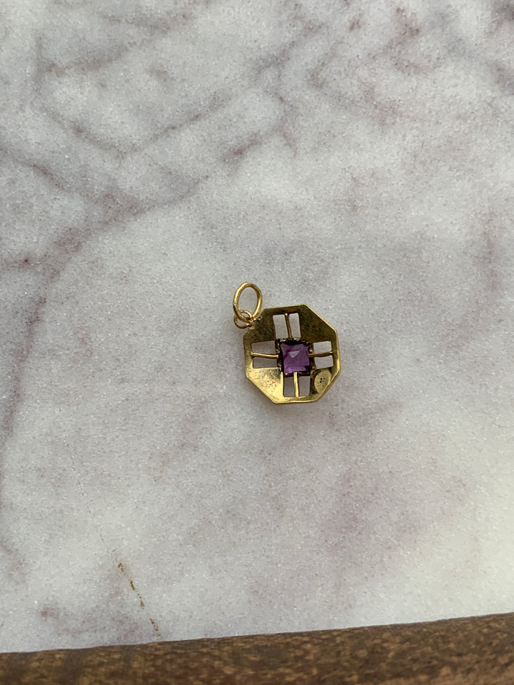 Amethyst Art Deco Pendant in 14k