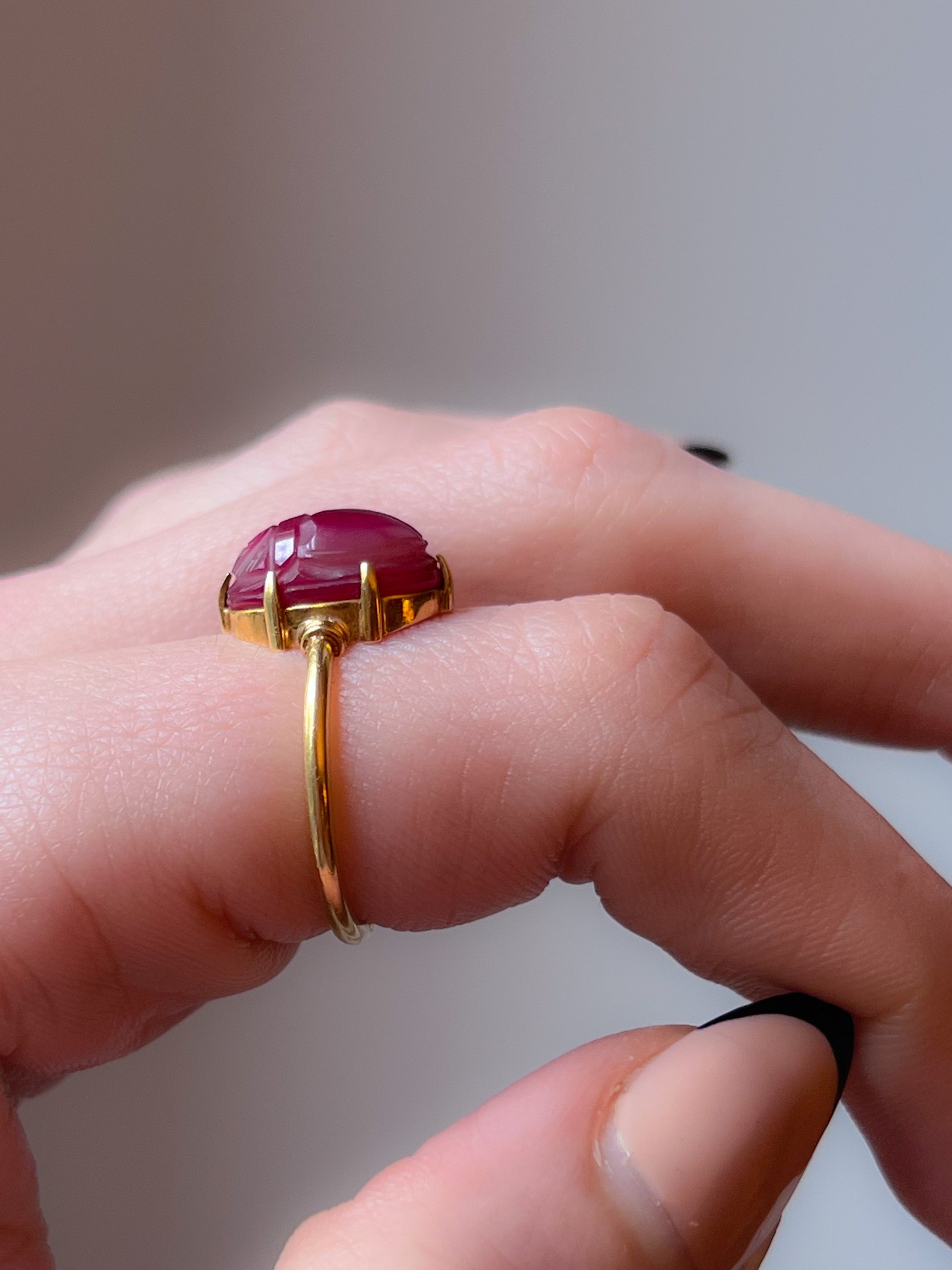 Early 20th C Egyptian Revival Carnelian Scarab Conversion Ring