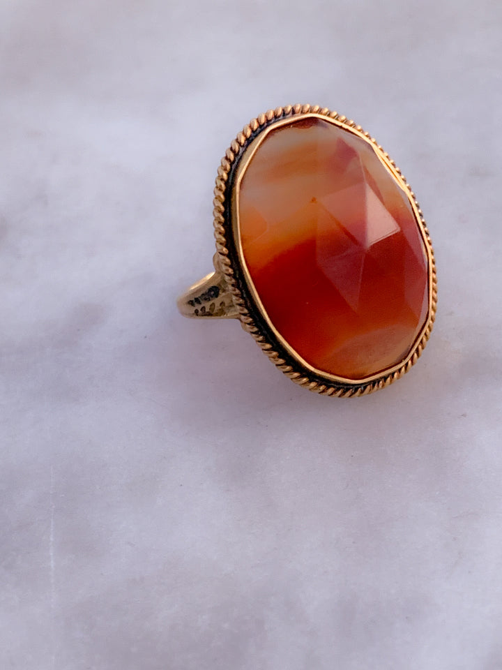 Gorgeous Carnelian Facet Top Ring in 14k