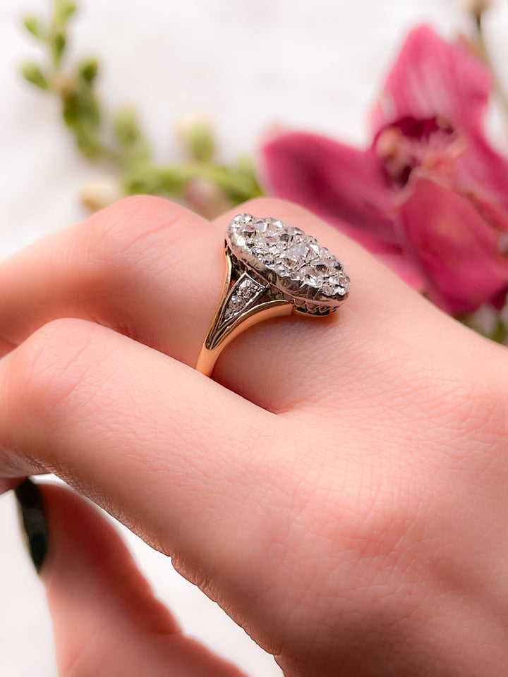 Gorgeous 18k Victorian Diamond Plaque Ring
