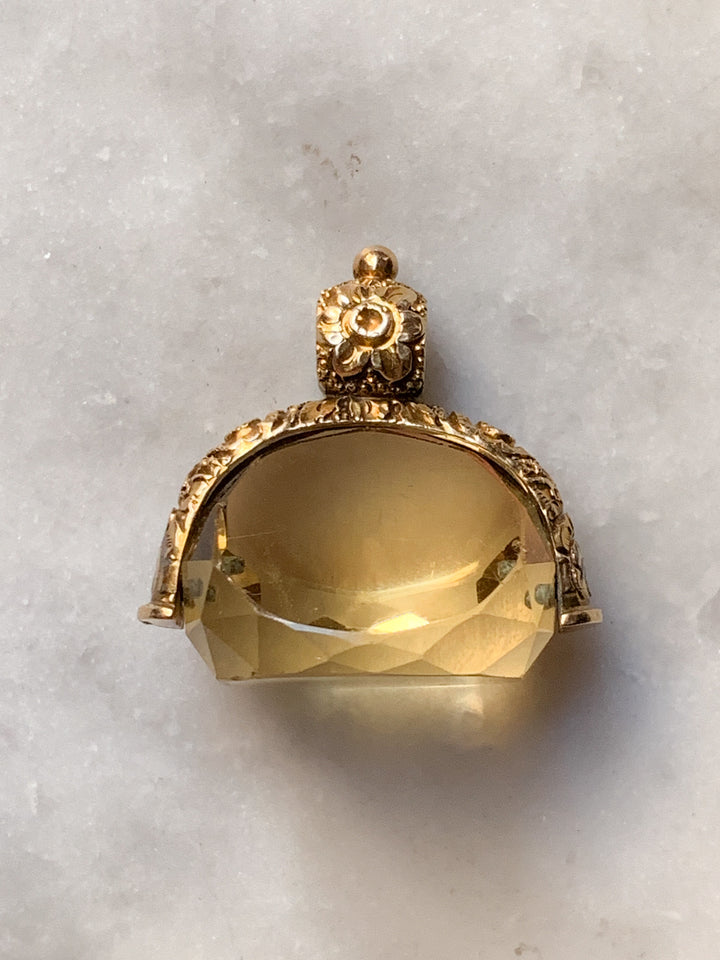 Citrine Spinning Fob in 9k