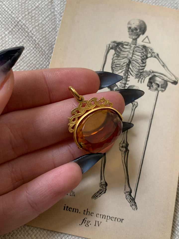 Victorian American 14k Citrine Spinner Fob