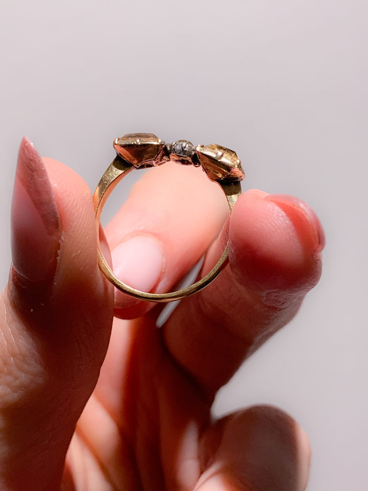 Glorious Imperial Topaz and Paste Bow Ring in 18k
