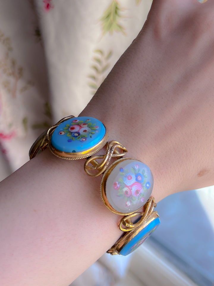 French Painted Enamel Bracelet in Pomponne