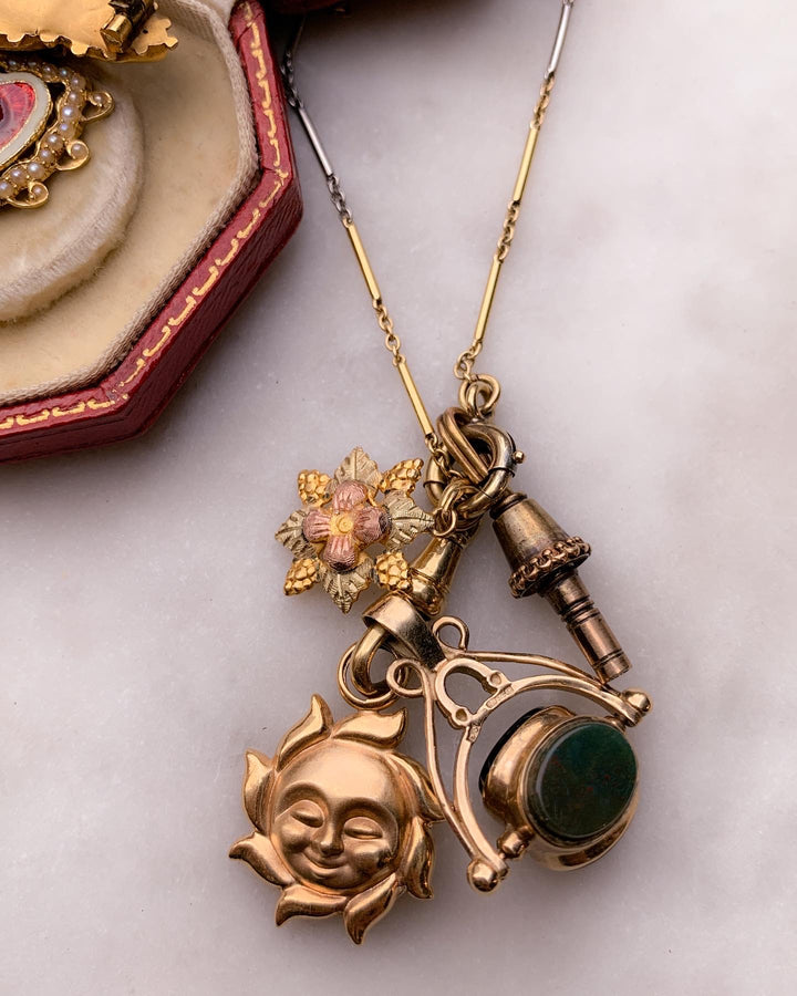 1980s Moon x Sun Eclipse Pendant in 14k