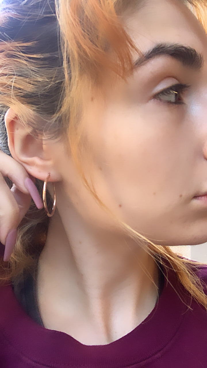 Vintage Pink Gold Hoops *