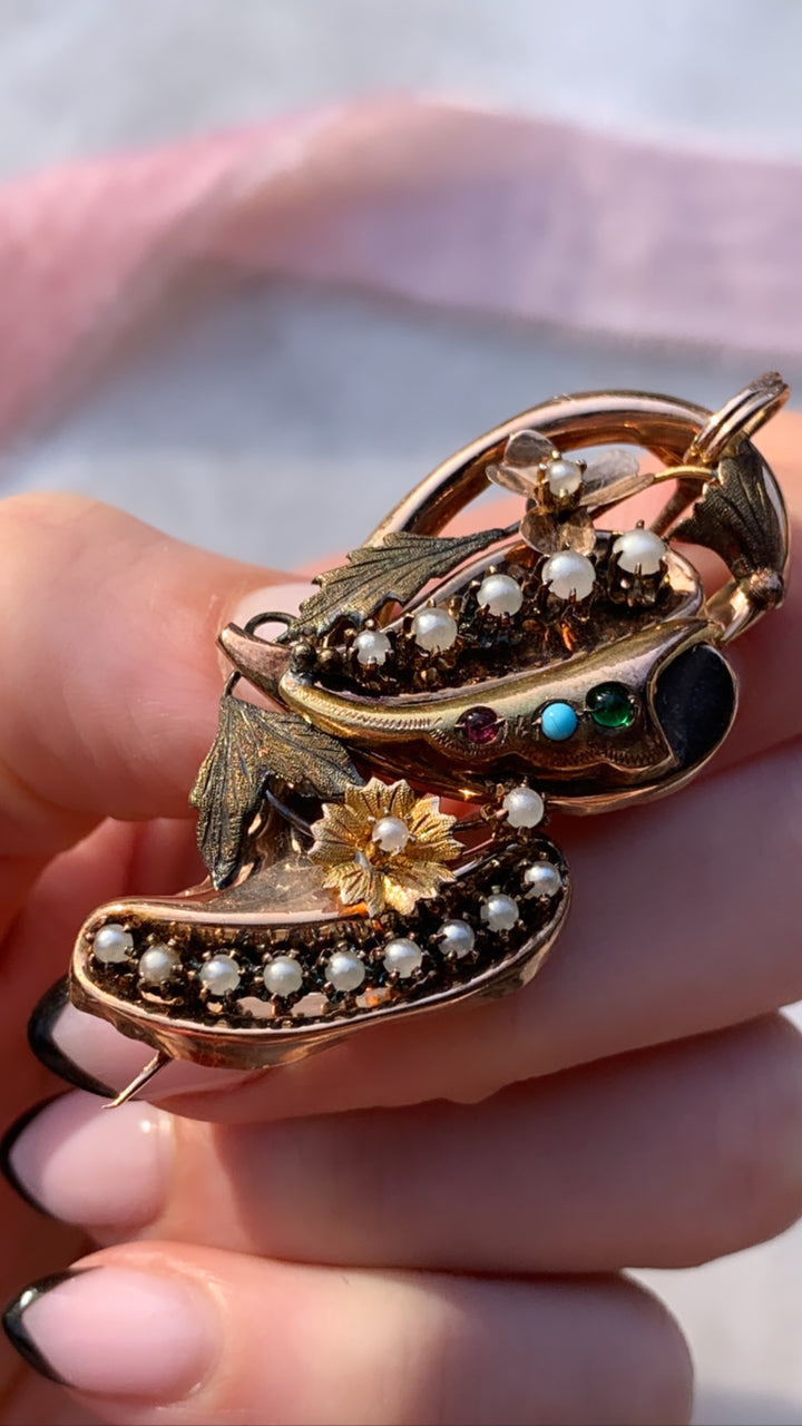 14k American Victorian Birthstone Brooch