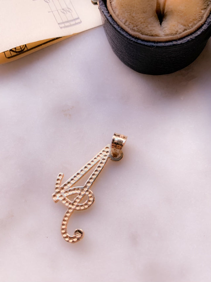 14k “A" Pendant Circa 1990 *Include Baci Chocolates*