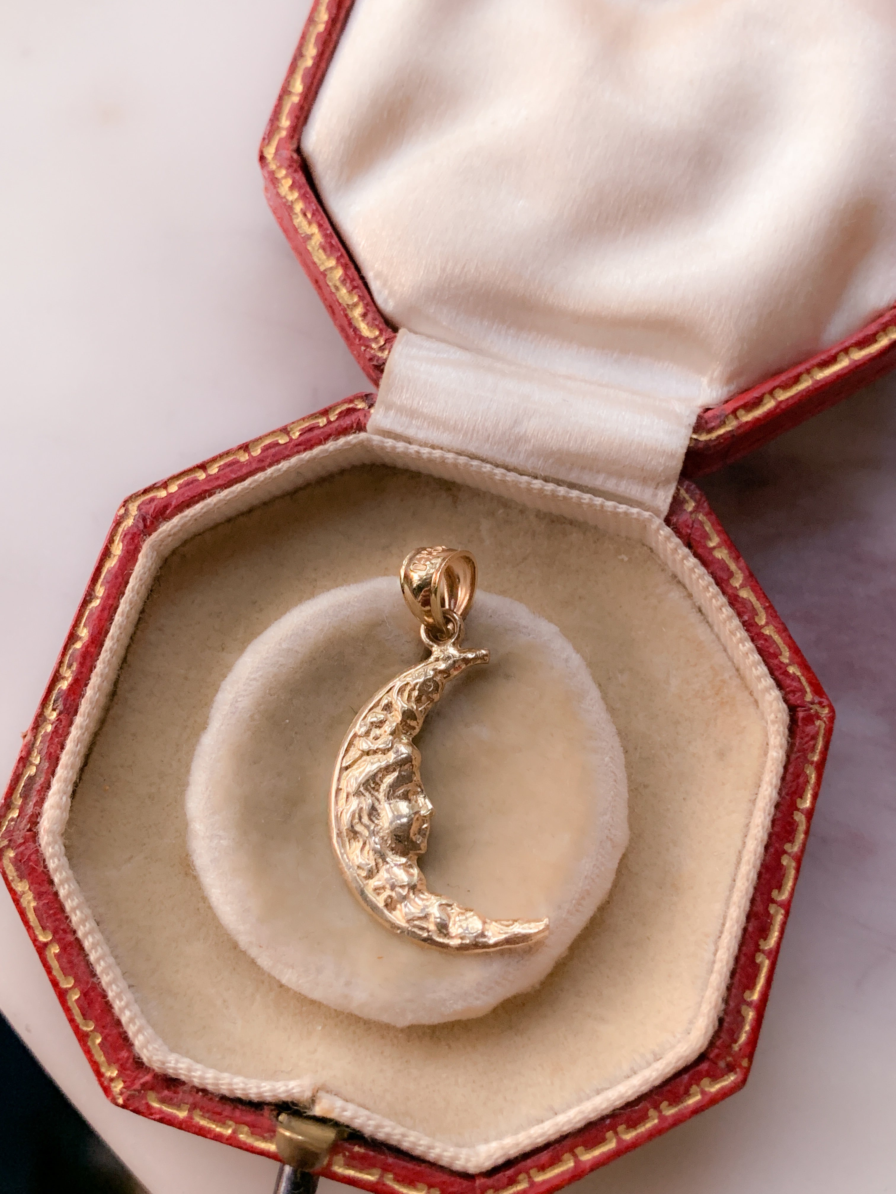 Vintage 1980 Lady in the Moon Crescent Pendant