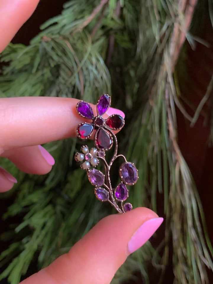 9k Foiled Pansy Brooch c 1820