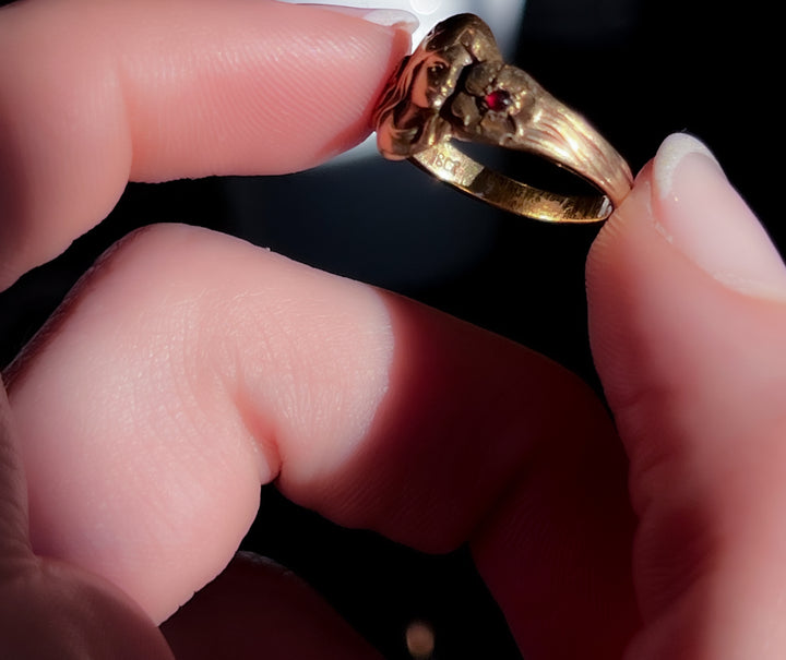 Exceptional Late 19th C Art Nouveau Figure Ring